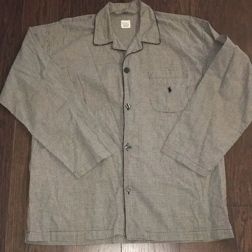 New w/cut Polo Ralph Lauren Black & White mens pocket lounge pajama sleep shirt